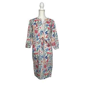 J. McLaughlin Women Evalyn Madeira Floral Poplin Tie Waist Dress Pockets Medium